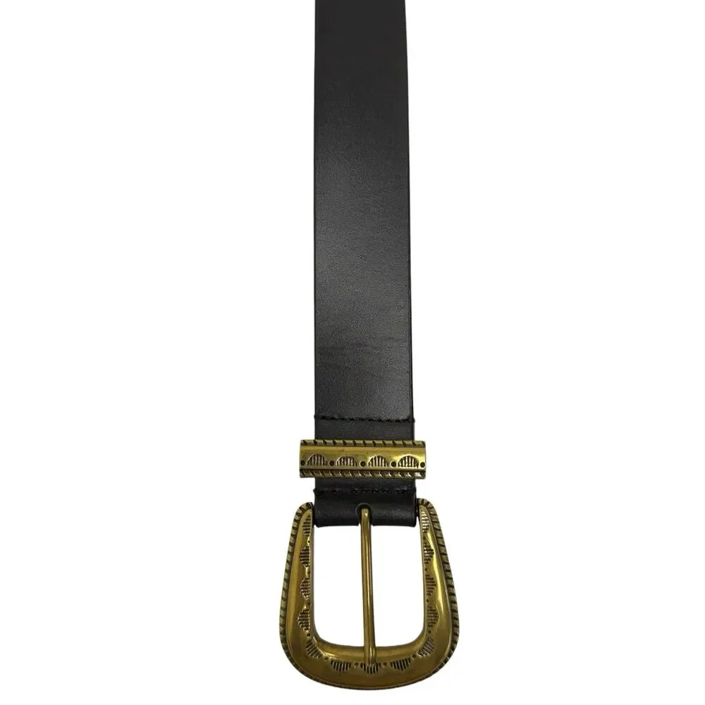 Lucky‎ Brand Women’s Size Small Black 100% Leather Belt Detailed Buckle NWT